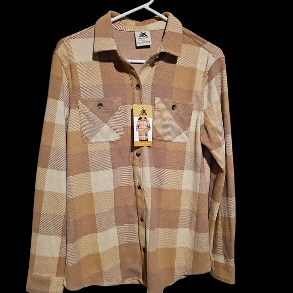 ZeroXposur Tan and Cream Plaid Shirt - Picture 2 of 5
